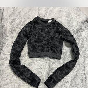 Gymshark Black Camouflage Crop Top